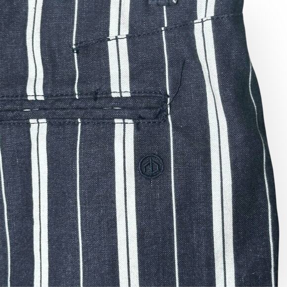 RAG & BONE Perry Linen Blend Shorts Striped Navy Blue Coastal Beach Cruise Lake - Picture 12 of 16
